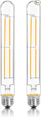 8.9IN LED Light Bulbs E26 Base, 6W 800LM 2700K Soft White T10 T9 Vintage Edison Bulbs Dimmable, AC 120V Equal 80 Watt Clear Glass Long Tubular Filament Bulb, UL Listed - 2Pack