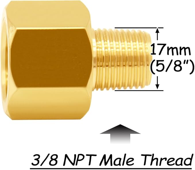 3PCS Brass Reducer Adapter, 1/2" NPT Female to 3/8" NPT Male Thread, Hex Reducing Pipe Fitting Coupler Nipple Connector for Water/Oil/Gas