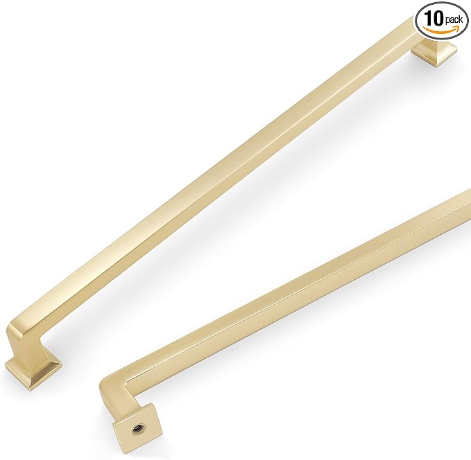 COTYKILEY 10 Pack 12.6 Inch(320mm) Brushed Brass Cabinet Handles Gold Kitchen Cabinet Pulls Cabinet Door Handles Kitchen Cabinet Hardware Cupboard Drawer Pulls Dresser Handles