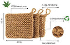 Natural Hemp Sponges for Dishes - Biodegradable Scrubber for dishwashing -Organic Reusable Unsponges Hand Knitted- Eco Friendly 100%-Compostable Set of 3