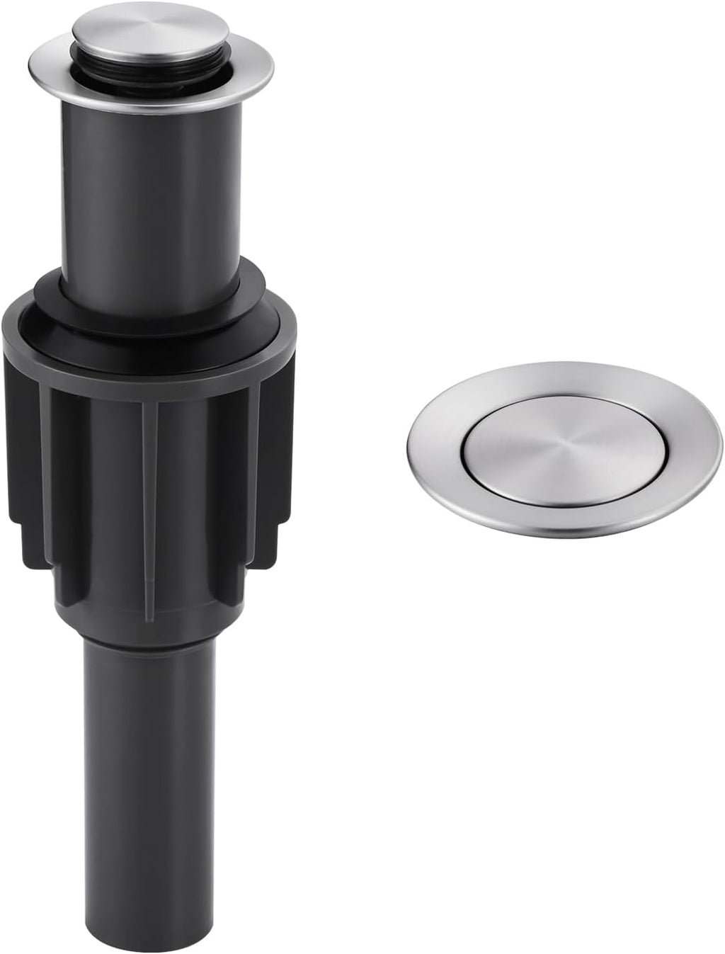 ALEASHA Pop Up Sink Drain Without Overflow, Bathroom Sink Drain Vessel Sink Stopper Pop Up Sink Drain Stopper, Pop Up Drain for Bathroom Sink Drain Strainer for Hair Catcher,Brushed Nickel