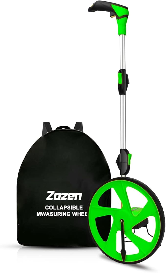 Zozen Distance Measuring Wheel in Feet, Walking Measure Wheel, Rolling Measurement Up To 10,000Ft, Double Collapsible/One Key to Reset/Kickstand to Keep Stand, and Carrying Backpack.