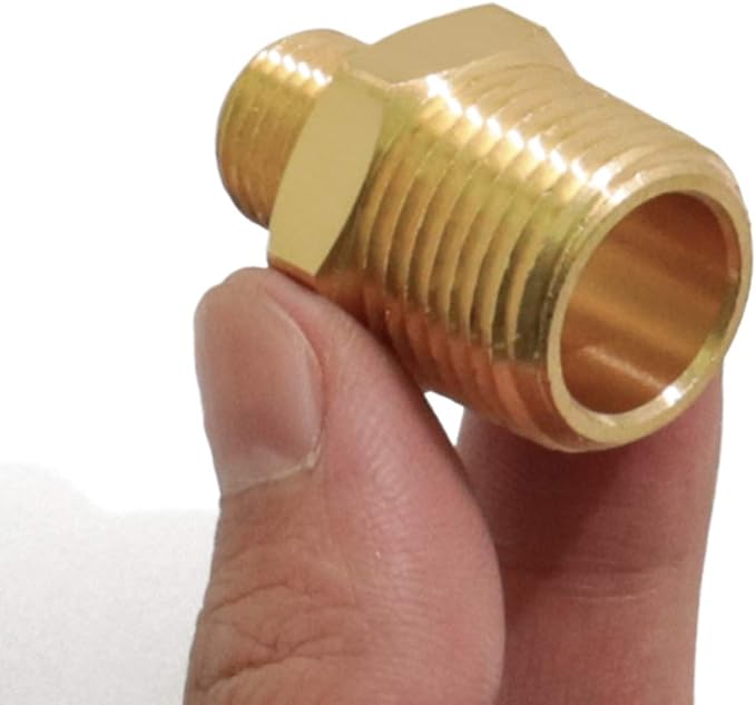 KOOTANS 1/2 NPT Male x 1/4 NPT Male Solid Brass Nipples, Heavy Brass Pipe Adapter Fittings Hex Reducing Nipples Connectors 4Pieces