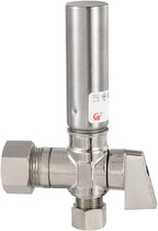 EFIELD 1/4 Turn Stop Angle Valve, 1/2" Nominal (5/8" OD) Compression x 3/8" OD With Stainless Steel Water Hammer Arrestor Chrome Plated Brass,(ARSTRVLV001)