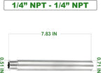 TAISHER 2PCS Stainless Steel Pipe Fittings, 1/4" NPT Male x 1/4" NPT Female Threaded, 8" Length Nipple Cast Pipe