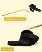 Universal Black Toilet Handle Replacement Kit, Side/Angle Mount Toilet Flush Handle Compatible with Kohler K-GP30324-CP/TOTO/American Standard, Stainless Steel Flapper Chain