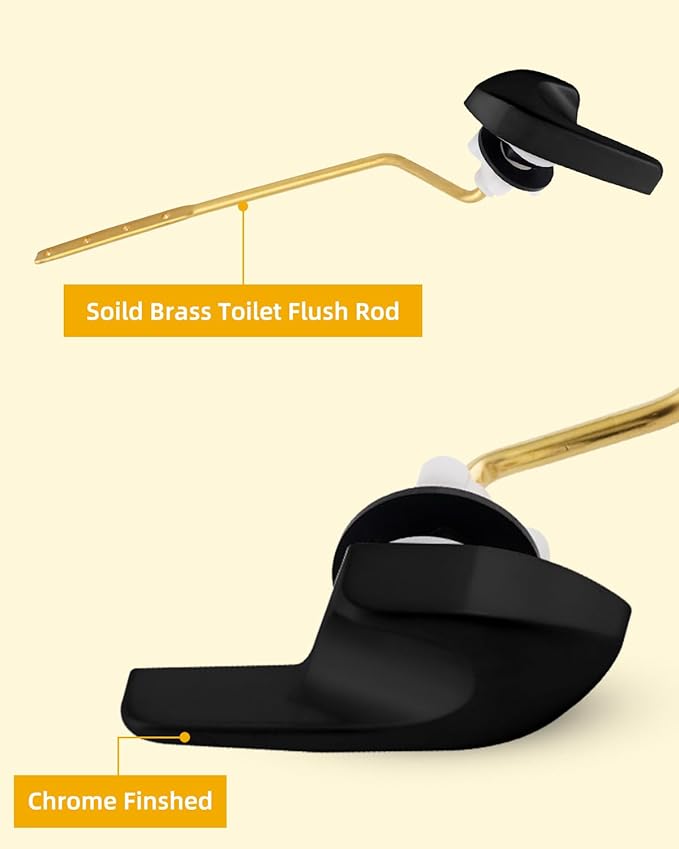 2 Pack Universal Black Toilet Handle Replacement Kit, Side/Angle Mount Toilet Flush Handle Compatible with Kohler K-GP30324-CP/TOTO/American Standard, Stainless Steel Flapper Chain