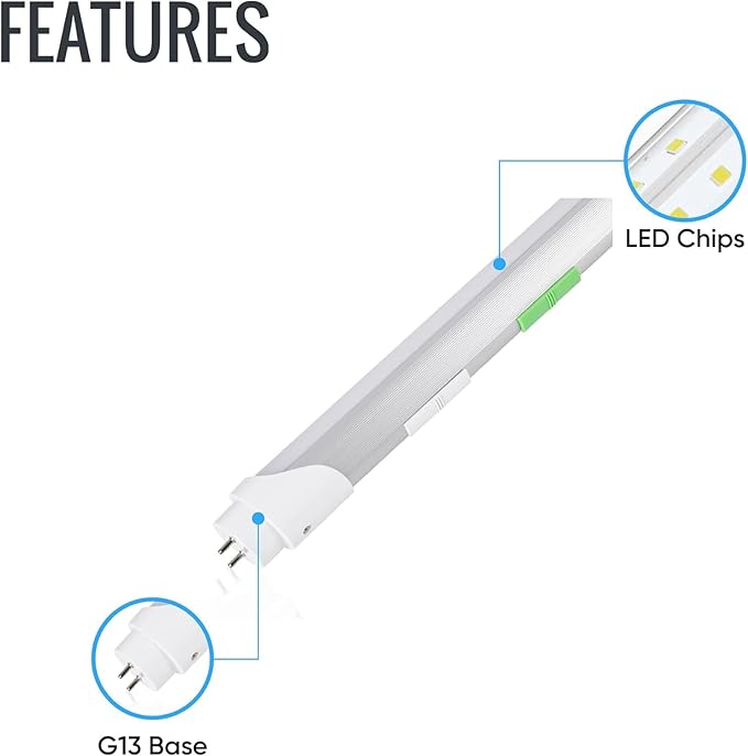 4FT T8 LED Tube Light, Type A+B, 12W/15W/18W/22W, 3000K | 4000K | 5000K | 6500K, Single and Double End Powered, Plug and Play or Ballast Bypass, 2860 Lumens, F32T8, 120-277V, Frosted Cover (24 Pack)