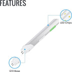 4FT T8 LED Tube Light, Type A+B, 12W/15W/18W/22W, 3000K | 4000K | 5000K | 6500K, Single and Double End Powered, Plug and Play or Ballast Bypass, 2860 Lumens, F32T8, 120-277V, Frosted Cover (4 Pack)