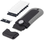 Gomake Locking Razor Blade Scraper with Safety Cap, Glass Cooktop Scraper with 10PCS Black Carbon Steel Blades for Glass Clean, Paint and Old Label,Decal Sticker Remover, Stove Top Scraper Tool