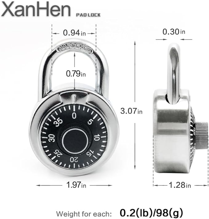 Combination Padlocks with Metal Body, Indoor Use for Gym Lockers & School Locker, ‌Black, 48-Pack