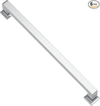Alzassbg 6 Pack Polished Chrome Cabinet Pulls, 7-1/2 Inch(192mm) Hole Centers Cabinet Handles Square Kitchen Hardware for Cabinets AL3046CP