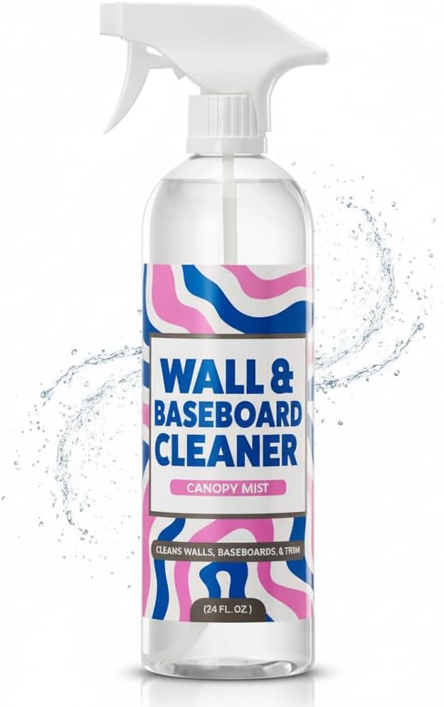 Wall Cleaner Spray - Effective on Painted Walls & Baseboards | Kitchen Cabinet Cleaner | Made in USA | Family & Pet Friendly | Must-Have for Parents & Teachers (24oz.)
