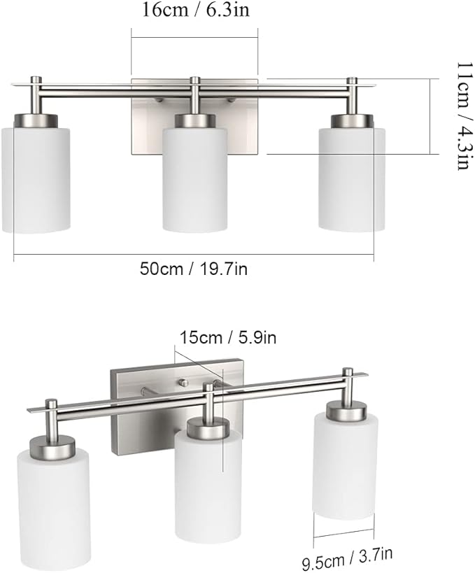 Aipsun Brushed Nickel Bathroom Vanity Light Vintage Bathroom Vanity Lighting Fixtures 3 Lights Industrial Wall Light (Exclude Bulb)