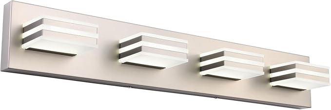4-Light LED Brushed Nickel Vanity Lights for Bathroom Light Fixtures Adjust 3 Colors Modern Bath Lighing Over Mirror LED Vanity Light 27inch
