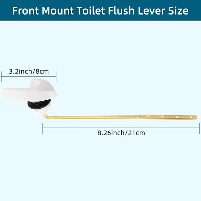 Universal Metal Front Mount Toilet Handle Replacement Kit Compatible with Kohler Toilet Tank Parts, 2Pack Toilet Flush Lever Handle with Flapper Chains, White
