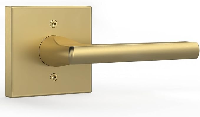 Mega Handles Prime Dummy Lever, Door Handle for Closet or French Doors, Single Side Door Levers, Non-Turning, Fits All Standard Door Sizes, Exposed Screws Included - Satin Brass (1 Pack) 4,29"