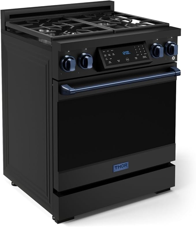 Gordon Ramsay by THOR Kitchen 30 Inch Professional Liquid Propane Range with Tilt Panel Touch Control in Black/Navy Blue