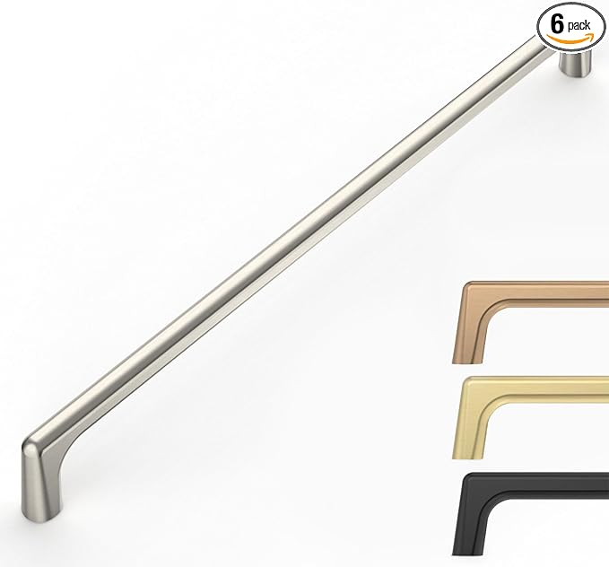 6 Pack Brushed Satin Nickel Cabinet Pulls 12.6 Inch Kitchen Cabinet Handles Cabinet Hardware Kitchen Handles for Cabinets Wardrobe Pulls Nickel Dresser Pulls Drawer Handle