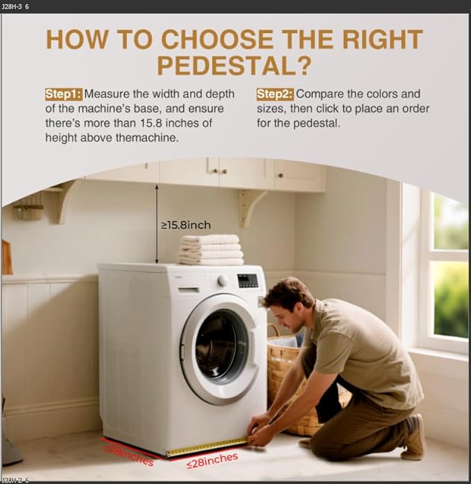 Washer and Dryer Pedestals Set of 2-Fit 27 and 28 Inch, Laundry Pedestal for Washer and Dryer , Alloy Steel Washing Machine Stand Raiser,Washer and Dryer Stand 15.75'' Height White