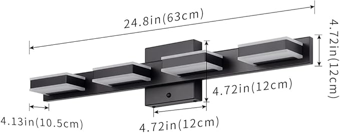 mirrea 24" Black Vanity Lights for Bathroom 4 Light Vanity Lighting Fixtures for Mirror 3 CCT Adjustable LED Vanity Light