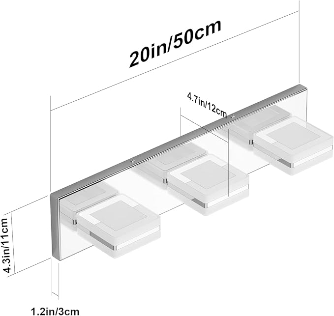 Ralbay Modern LED Vanity Light Fixtures 3 Lights Up and Down LED Modern Bathroom Vanity Lights Over Mirror Rotatable Acrylic Stainless Steel Chrome Bath Wall Lighting