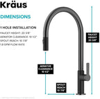 KRAUS Oletto High-Arc Single Handle Pull-Down Kitchen Faucet in Matte Black/Spot Free Black Stainless Steel, KPF-2821MBSFSB
