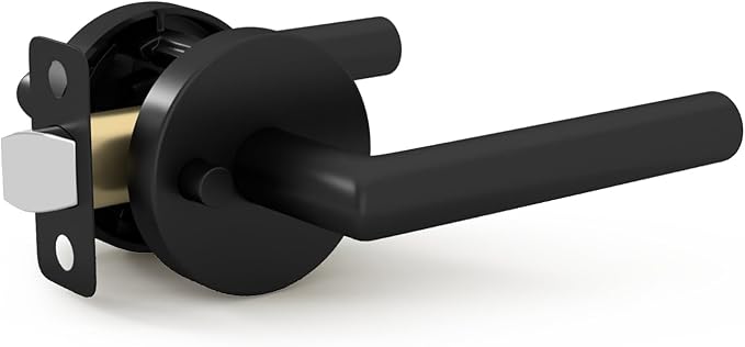 Mega Handles Ronn Privacy Lever & Lock Door Handle Set for Hallway, Closet and Bathroom, Keyless Lock, Heavy Duty Door Levers, Fits All Standard Door Sizes, Screws Included - Matte Black (1 Pack)