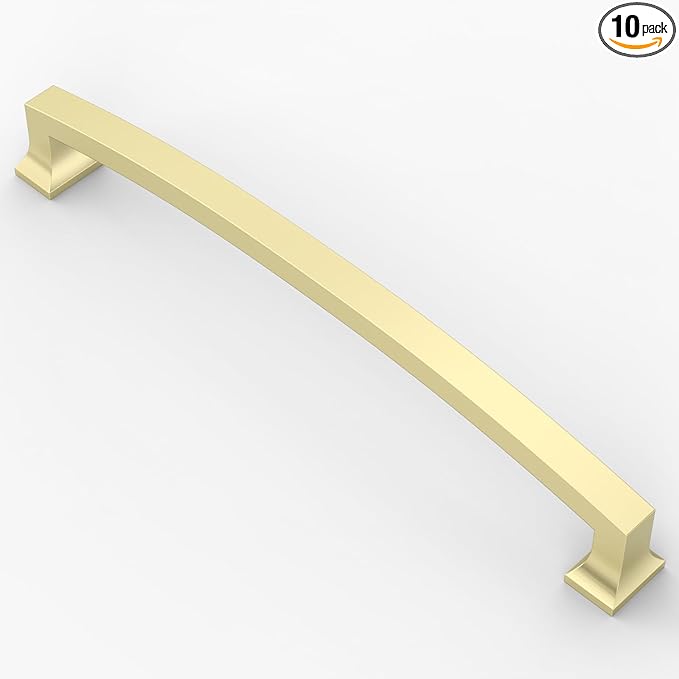 Asidrama 10 Pack 10 Inch(254mm) Brushed Brass Kitchen Cabinet Handles, Cabinet Pulls Kitchen Cabinet Hardware for Cupboard Drawer Pulls