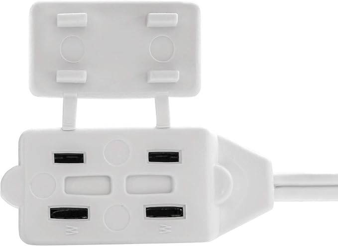 CMPLE - 3-Outlet Household Indoor Extension Power Cord - 2 Prong with Protection Outlet Cover - 6 Feet, White, (2 Pack)