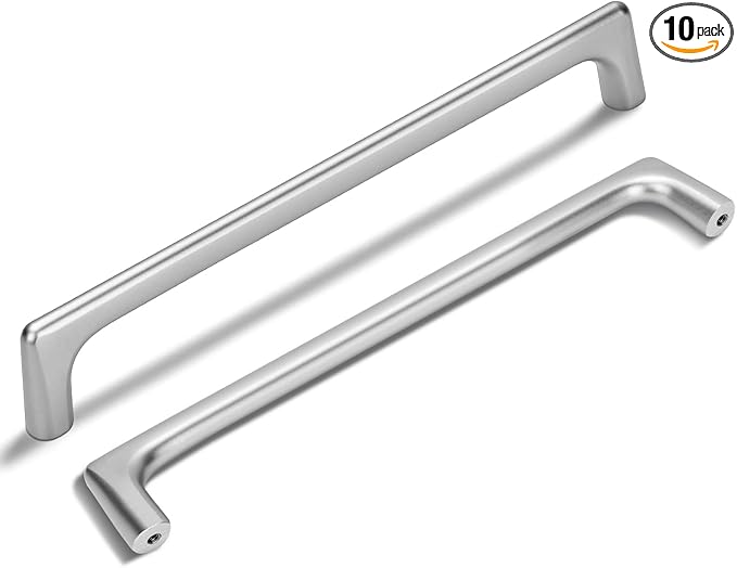 10 Pack 7.5 Inch(192mm) Hole Center Modern Polished Chrome Cabinet Pull Handle Timeless Vanity Drawer Pull Handle Classic Cabinet Hardware for Kitchen Dresser Bathroom, Screws Included, Chrome(7.5x10)