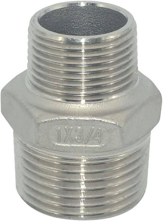 1" x 3/4" Male Threaded Reducing Nipple Fitting/Adapter,Stainless Steel SS304 NPT Pipe Hex Reducer