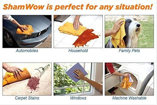 ShamWow Original Super Absorbent Multi-Purpose Cleaning Shammy Chamois Towel Cloth - Holds 10X its Weight in Liquid - Machine Washable - Will Not Scratch (16 Pack, Orange)
