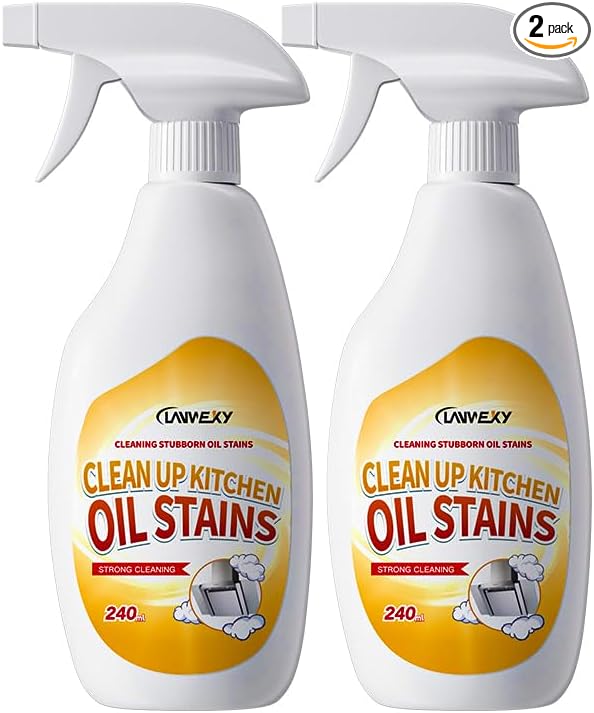 LANWEXY-heavy duty glass stove top oven bbq grill microwave cooktop cleaner spray、for outdoor grill electric stove top、non toxic fume free (2 bottles【recommended for light oil stains】)