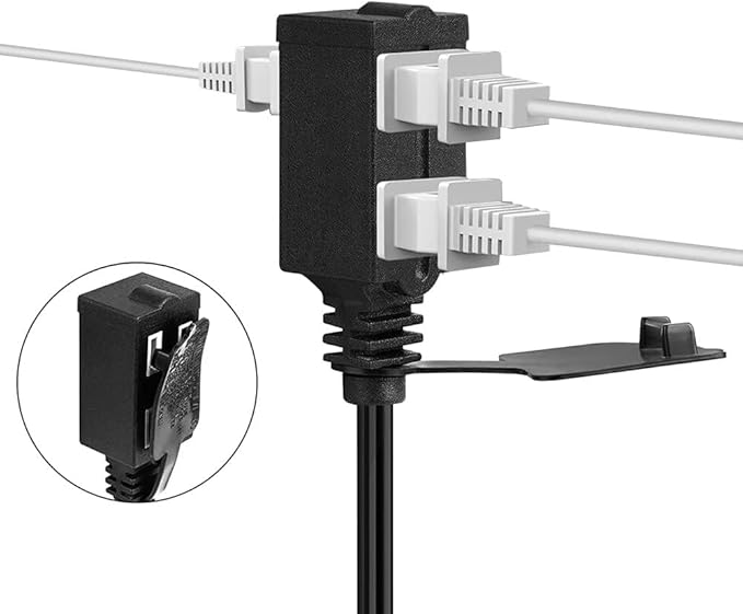 Cmple - 3-Outlet Household Indoor Extension Power Cord - 2 Prong with Protection Outlet Cover - 6 Feet, Black, (2 Pack)