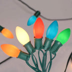 25 Pack C9 Multicolor Christmas Light Bulbs, C9 Multicolor Replacement Bulbs for Outdoor Patio Christmas String Lights, 7W Incandescent Night Light Bulbs, C9/E17 Intermediate Base Bulb,120V 7W bulb