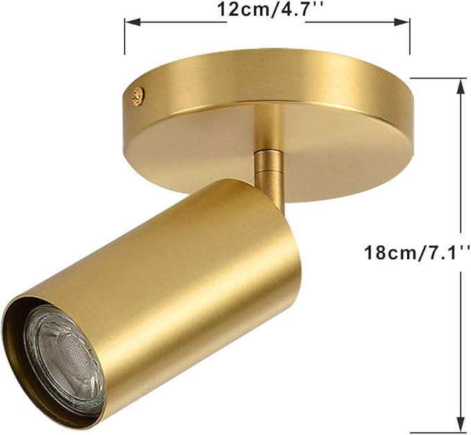 KCO Lighting Modern LED Tacking Lighting Brushed Gold Flush Mount Ceiling Spotlight Fixtures Single Brass Kitchen Track Lighting Indoor Ceiling Spot Light Fixture