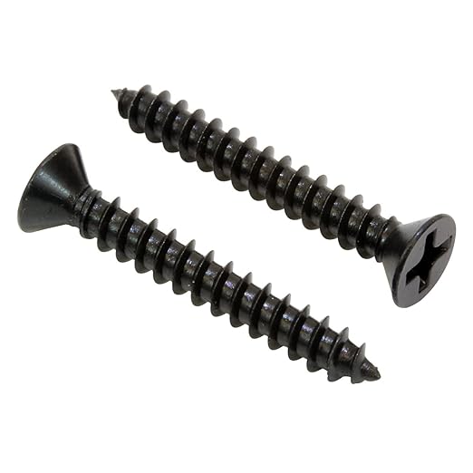 Bolt Dropper #8 x 1-1/4-Inch Black Screws, Pack of 25 - Xylan Coated Stainless Steel Flat Head Phillips Wood Screws - Corrosion Resistant for Wood, Drywall Applications, and Outdoor Projects
