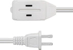 Cmple - 3-Outlet Extension Power Cord 2 Prong Outlet Extender Cable 13 Amps, 125V, Household for Indoor Use with Protective Outlet Cover - 6 Feet, White