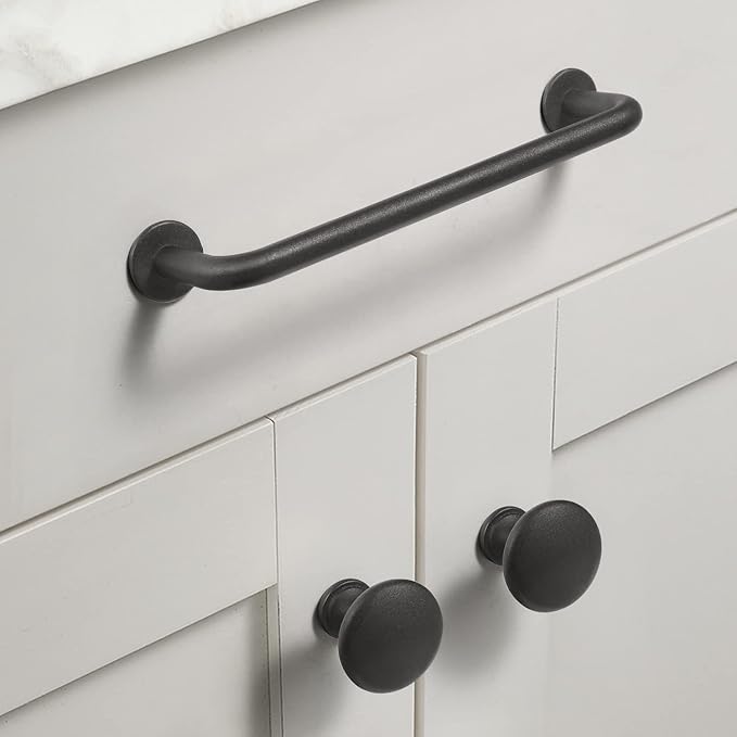Goo-Ki 6 Pack Matte Black Cabinet Handles, 5.04 Inch(128mm) c-c Solid Drawer Pulls Bar Pull Modern Kitchen Hardware for Dresser Wardrobe Cupboard Bathroom, 9338MB-128