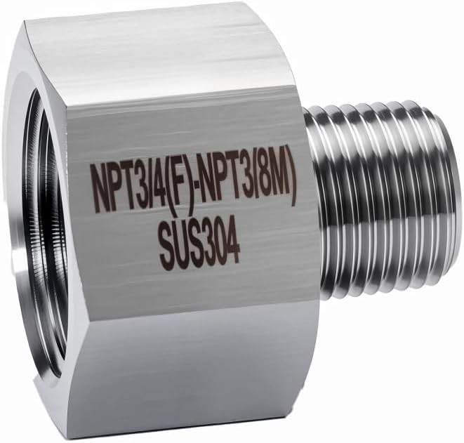2 pieces Npt3/4 Female to Npt3/8Male Reducer,3/4-3/8Water pipe Adapter, Fabricate of 304 Stainless Steel