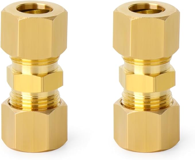 ChillWaves Brass Compression Tube Fitting, 5/8" OD x 5/8" OD Compression Union Connector(2-PACK)