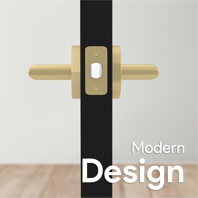 Mega Handles Ronn Passage Lever Door Handle Set for Hallway, Closet and Bathroom, Heavy Duty Door Levers, Fits All Standard Door Sizes, Screws Included - Satin Brass (1 Pack)