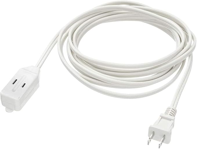 CMPLE - 3-Outlet Household Indoor Extension Power Cord - 2 Prong with Protection Outlet Cover - 6 Feet, White, (2 Pack)
