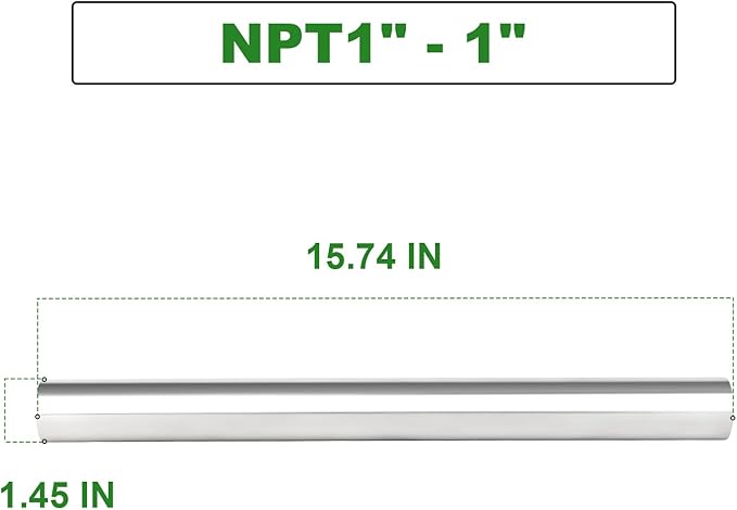 TAISHER 2PCS Stainless Steel Pipe Fittings, 1" NPT Female x 1" NPT Female Threaded, 16" Length Nipple Cast Pipe