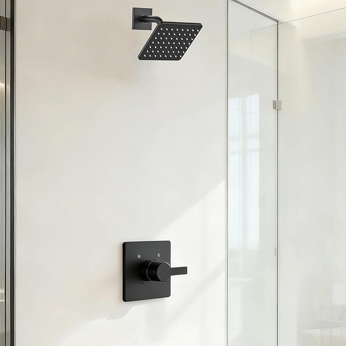 Replacement for Delta 13/14 Series Shower Trim Kit, Compatible with Delta R10000 Shower Faucet Set, Black Shower Head and Handle Set, Matte Black (Cartridge and Valve Not Included)