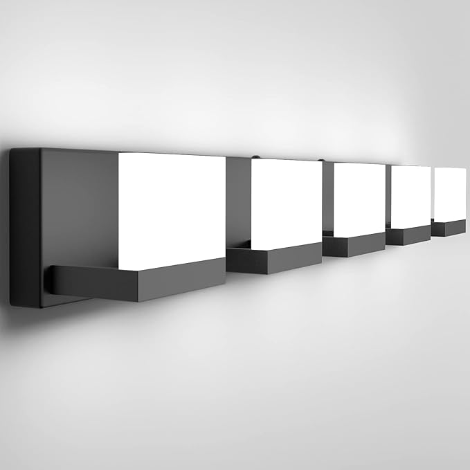 Tipace 5 Lights Modern Black Vanity Light Up and Down Black LED Vanity Light Fixtures Bathroom Wall Light Over Mirror 6000K