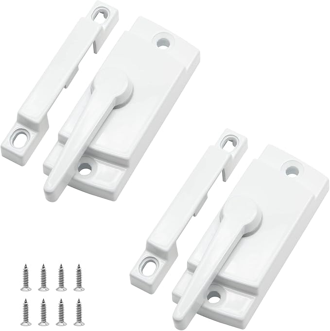 Uenhoy 2 Pack Cam Action Window Sash Locks for Double Hung Windows, Hole Center White Sash Window Locks for Vertical & Horizontal Sliding Windows