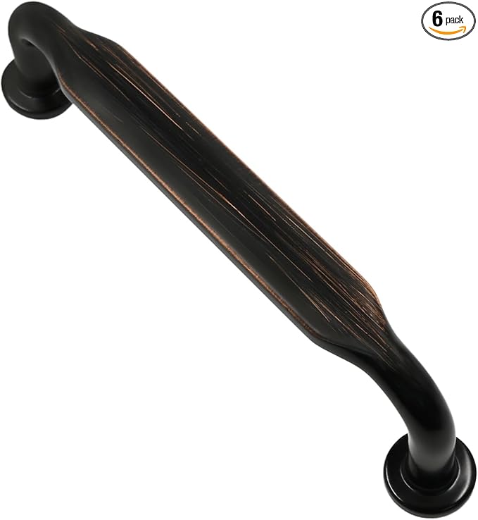 Alzassbg 6 Pack Oil Rubbed Bronze Cabinet Handles, 3-3/4 Inch(96mm) Hole Centers Arch Modern Cabinet Pulls Kitchen Cabinets Hardware for Cabinets and Drawers AL3503ORB