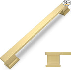COTYKILEY 10 Pack 6-1/4 Inch(160mm) Brushed Gold Cabinet Handles Gold Kitchen Cabinet Pulls Cabinet Door Handles Kitchen Cabinet Hardware
